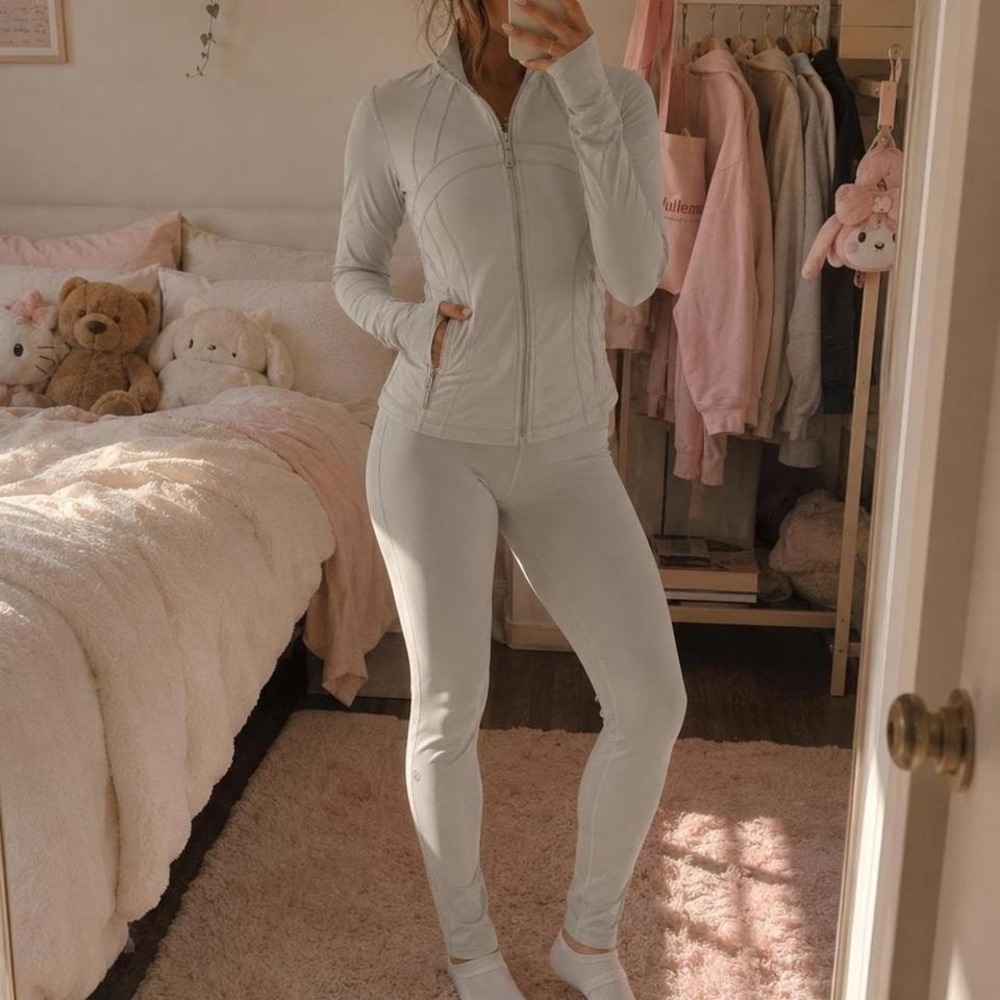 Lululemon White Define Jacket And Leggings Set